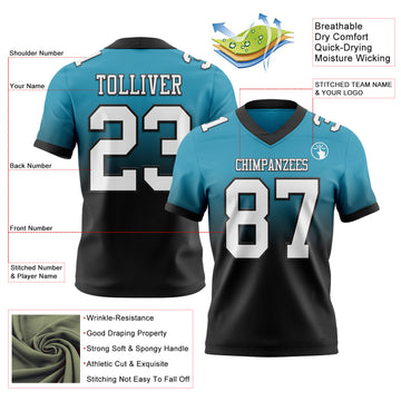 Custom Panther Blue White Black Mesh Authentic Fade Fashion Football Jersey