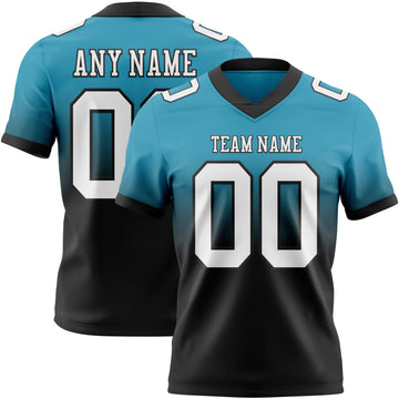 Custom Panther Blue White Black Mesh Authentic Fade Fashion Football Jersey