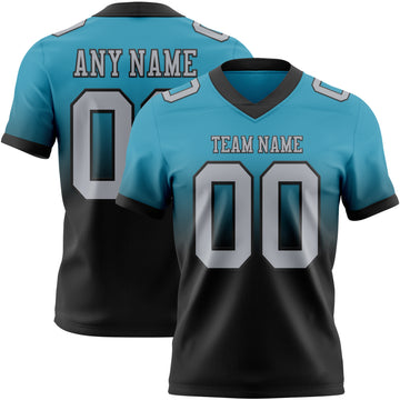 Custom Panther Blue Gray-Black Mesh Authentic Fade Fashion Football Jersey