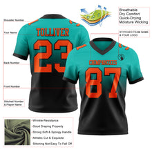 Load image into Gallery viewer, Custom Aqua Orange-Black Authentic Fade Fashion Football Jersey
