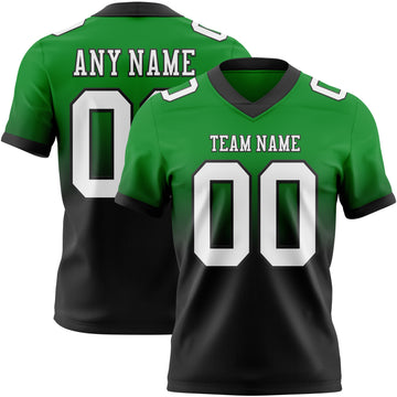 Custom Grass Green White-Black Mesh Authentic Fade Fashion Football Jersey