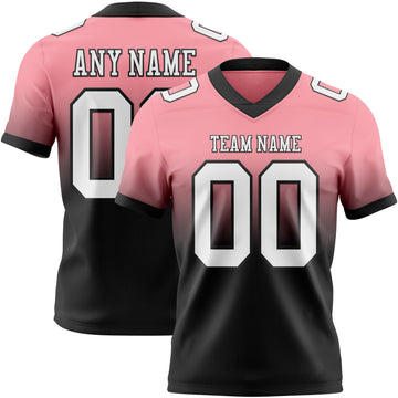 Custom Medium Pink White-Black Mesh Authentic Fade Fashion Football Jersey
