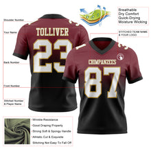 Charger l&#39;image dans la galerie, Custom Burgundy White Black-Old Gold Authentic Fade Fashion Football Jersey
