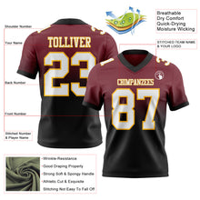 Load image into Gallery viewer, Custom Burgundy White Black-Gold Authentic Fade Fashion Football Jersey
