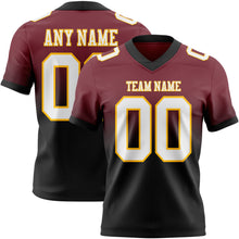 Load image into Gallery viewer, Custom Burgundy White Black-Gold Authentic Fade Fashion Football Jersey
