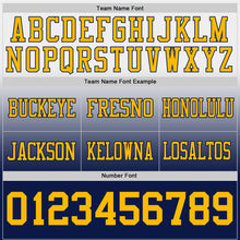 Load image into Gallery viewer, Custom White Gold-Navy Authentic Fade Fashion Football Jersey
