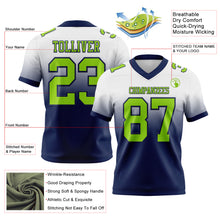 Load image into Gallery viewer, Custom White Neon Green-Navy Authentic Fade Fashion Football Jersey
