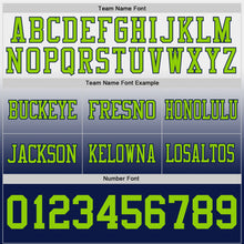 Load image into Gallery viewer, Custom White Neon Green-Navy Authentic Fade Fashion Football Jersey
