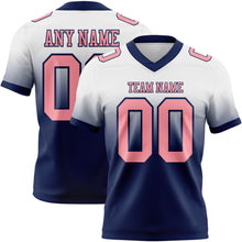 Load image into Gallery viewer, Custom White Medium Pink-Navy Authentic Fade Fashion Football Jersey
