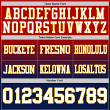 Load image into Gallery viewer, Custom Red White Navy-Gold Authentic Fade Fashion Football Jersey
