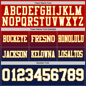 Custom Red White Navy-Gold Authentic Fade Fashion Football Jersey