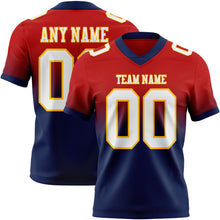 Load image into Gallery viewer, Custom Red White Navy-Gold Authentic Fade Fashion Football Jersey
