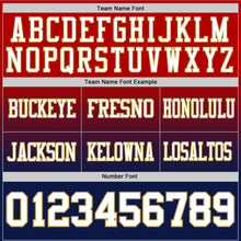 Load image into Gallery viewer, Custom Red White Navy-Old Gold Authentic Fade Fashion Football Jersey
