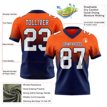 Load image into Gallery viewer, Custom Orange White-Navy Authentic Fade Fashion Football Jersey
