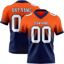 Load image into Gallery viewer, Custom Orange White-Navy Authentic Fade Fashion Football Jersey
