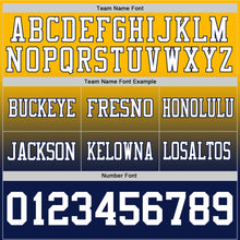 Laden Sie das Bild in den Galerie-Viewer, Custom Gold White-Navy Authentic Fade Fashion Football Jersey
