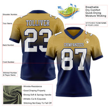 Laden Sie das Bild in den Galerie-Viewer, Custom Old Gold White-Navy Authentic Fade Fashion Football Jersey
