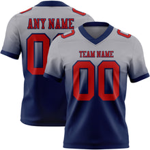 Load image into Gallery viewer, Custom Gray Red-Navy Authentic Fade Fashion Football Jersey
