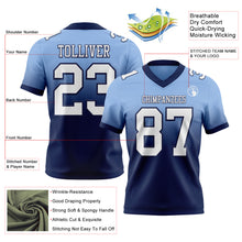 Load image into Gallery viewer, Custom Light Blue White-Navy Authentic Fade Fashion Football Jersey
