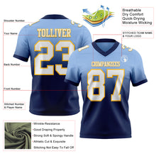 Load image into Gallery viewer, Custom Light Blue White Navy-Gold Authentic Fade Fashion Football Jersey
