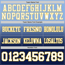 Load image into Gallery viewer, Custom Light Blue White Navy-Gold Authentic Fade Fashion Football Jersey
