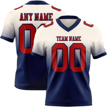 Load image into Gallery viewer, Custom Cream Red-Navy Authentic Fade Fashion Football Jersey
