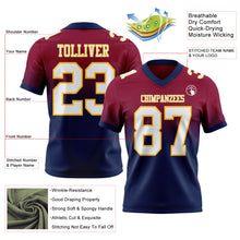 Charger l&#39;image dans la galerie, Custom Maroon White Navy-Gold Mesh Authentic Fade Fashion Football Jersey
