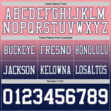 Load image into Gallery viewer, Custom Medium Pink White-Navy Authentic Fade Fashion Football Jersey
