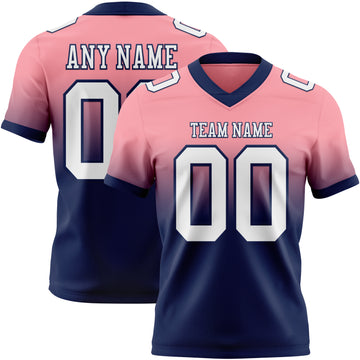 Custom Medium Pink White-Navy Mesh Authentic Fade Fashion Football Jersey
