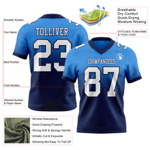 Laden Sie das Bild in den Galerie-Viewer, Custom Powder Blue White-Navy Authentic Fade Fashion Football Jersey
