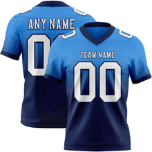 Laden Sie das Bild in den Galerie-Viewer, Custom Powder Blue White-Navy Authentic Fade Fashion Football Jersey
