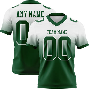 Custom White Green Mesh Authentic Fade Fashion Football Jersey