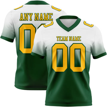 Custom White Gold-Green Mesh Authentic Fade Fashion Football Jersey