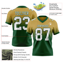 Laden Sie das Bild in den Galerie-Viewer, Custom Old Gold White-Green Authentic Fade Fashion Football Jersey
