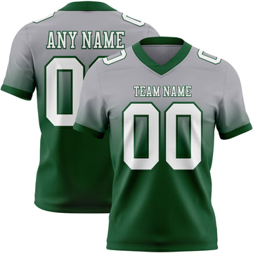 Custom Gray White-Green Mesh Authentic Fade Fashion Football Jersey