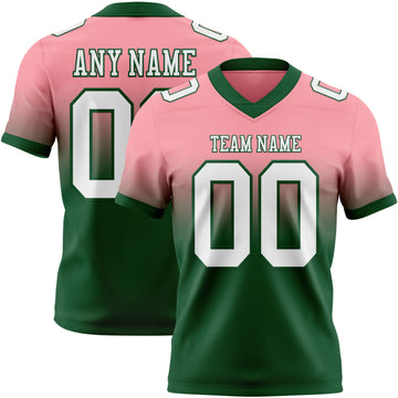 Custom Medium Pink White-Green Mesh Authentic Fade Fashion Football Jersey