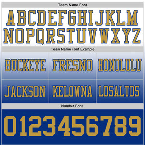 Custom White Old Gold-Royal Mesh Authentic Fade Fashion Football Jersey