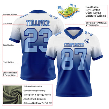 Custom White Light Blue-Royal Mesh Authentic Fade Fashion Football Jersey