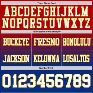 Custom Red White Royal-Gold Authentic Fade Fashion Football Jersey