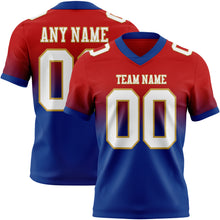 Load image into Gallery viewer, Custom Red White Royal-Old Gold Authentic Fade Fashion Football Jersey
