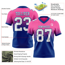 Load image into Gallery viewer, Custom Pink White-Royal Authentic Fade Fashion Football Jersey
