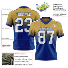Laden Sie das Bild in den Galerie-Viewer, Custom Old Gold White-Royal Authentic Fade Fashion Football Jersey
