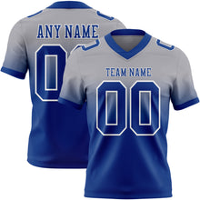 Charger l&#39;image dans la galerie, Custom Gray Royal-White Authentic Fade Fashion Football Jersey
