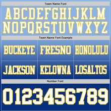 Load image into Gallery viewer, Custom Light Blue White Royal-Yellow Authentic Fade Fashion Football Jersey
