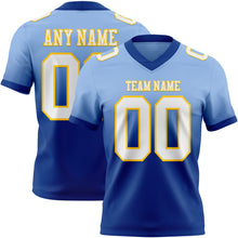 Load image into Gallery viewer, Custom Light Blue White Royal-Yellow Authentic Fade Fashion Football Jersey

