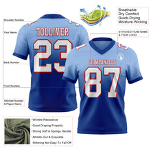 Load image into Gallery viewer, Custom Light Blue White Royal-Red Authentic Fade Fashion Football Jersey
