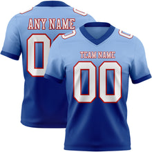 Load image into Gallery viewer, Custom Light Blue White Royal-Red Authentic Fade Fashion Football Jersey
