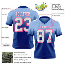Load image into Gallery viewer, Custom Light Blue White Royal-Pink Authentic Fade Fashion Football Jersey
