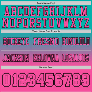Custom Aqua Pink-Black Authentic Fade Fashion Football Jersey