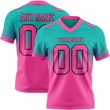 Load image into Gallery viewer, Custom Aqua Pink-Black Authentic Fade Fashion Football Jersey
